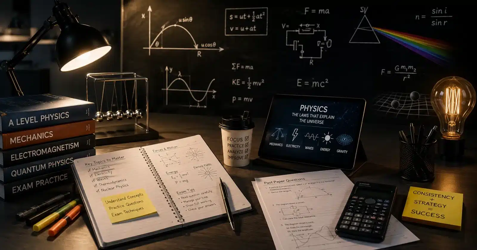 A Level Physics revision materials covering difficult topics, exam practice and mark-boosting strategies