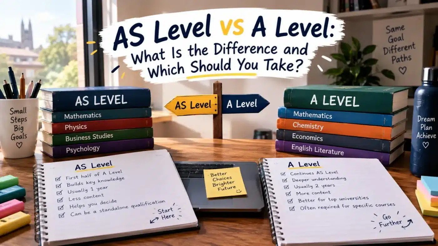 AS Level and A Level comparison showing different study pathways, subjects and progression options