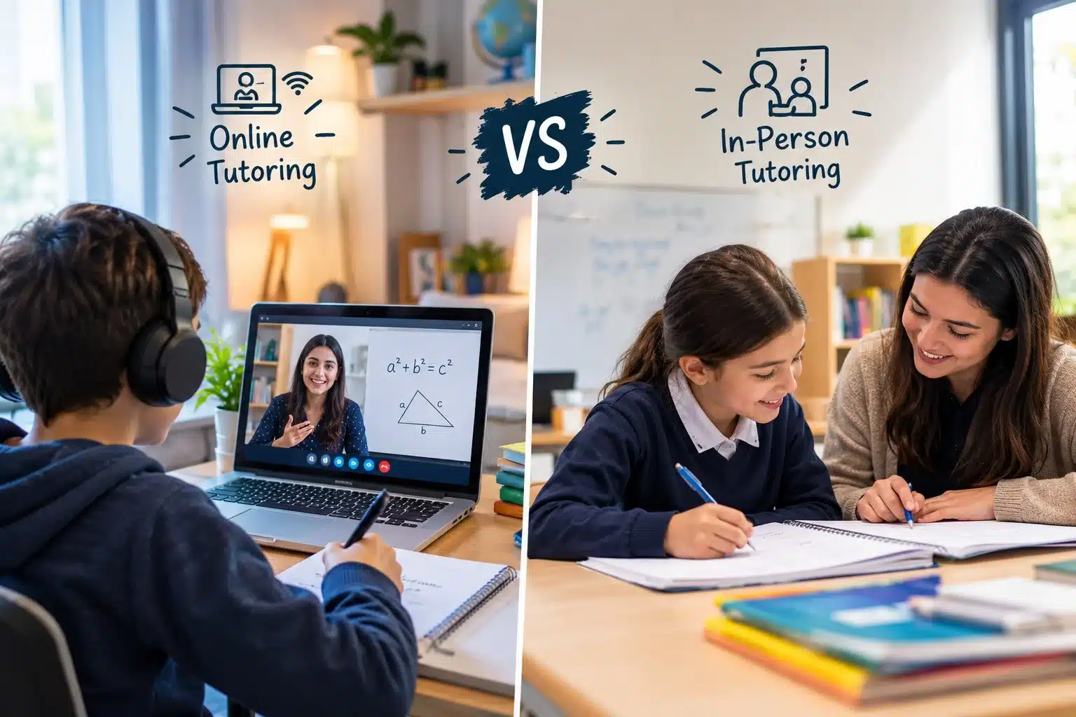 Online tutoring and in-person tutoring compared for a school student
